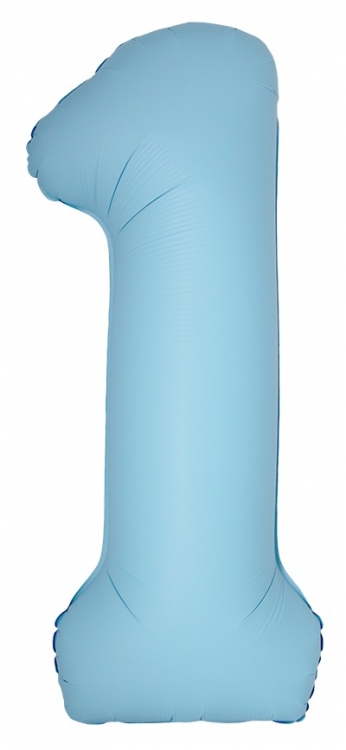 Шар Цифра "1" Slim Светло-голубой, Матовый / Matte Baby Blue (в упаковке)  