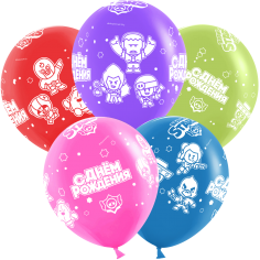 Шар Brawl Stars, С Днем Рождения, Ассорти Пастель 5 ст