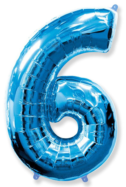 Шар Цифра "6" Синий / Six